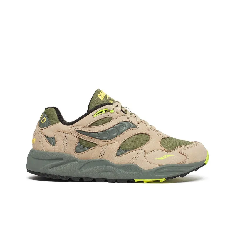 Saucony Grid Shadow 2 Anti Slip Wear Resistant Low Top Running Shoes Unisex Beige Gray-1