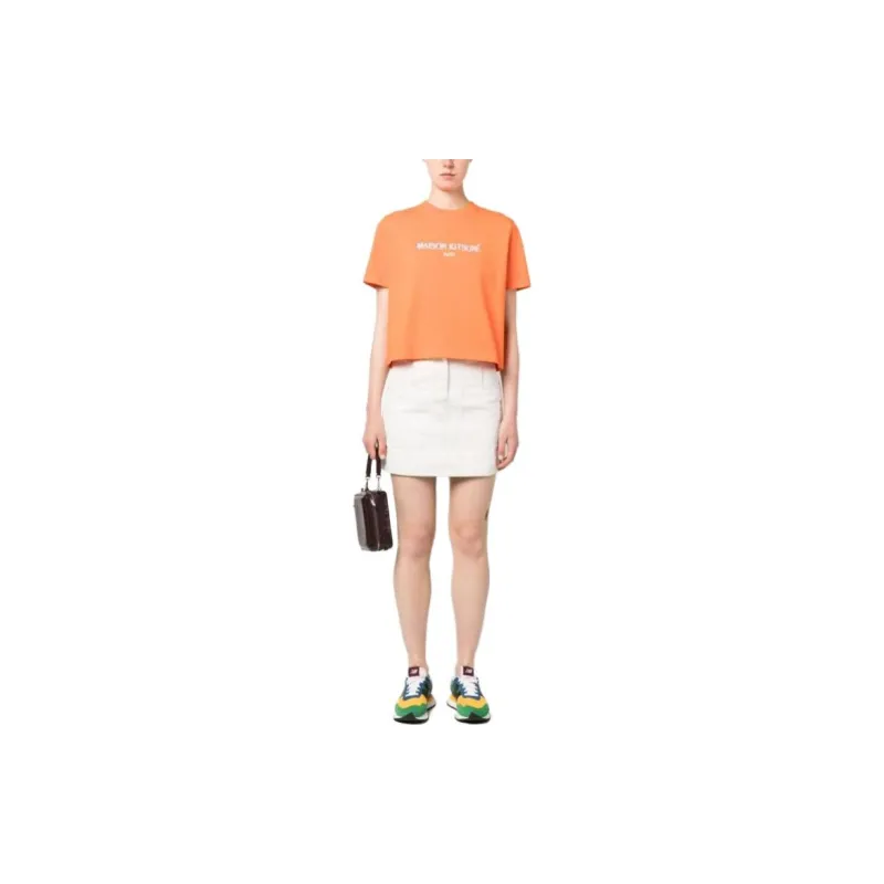Maison Kitsune Embroidered Logo Cropped T shirt-1