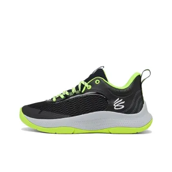 Under Armour 3Z6 Slip Resistant Cushioning Wear Resistant Low Top Basketball Shoes Black Green Teenagers