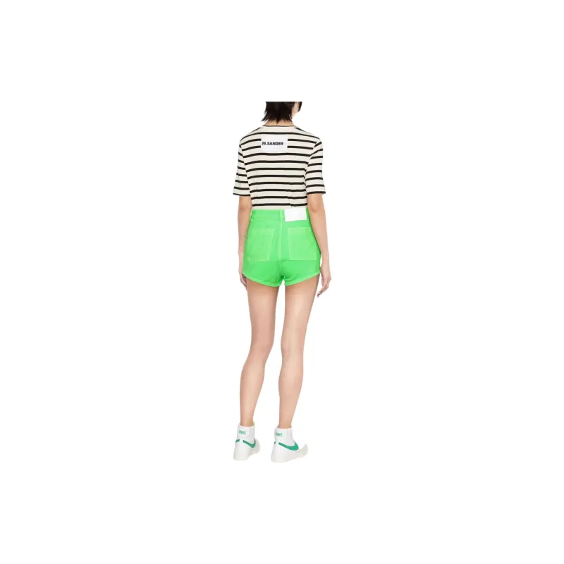 MSGM Logo Patch High Waisted Denim Shorts-2