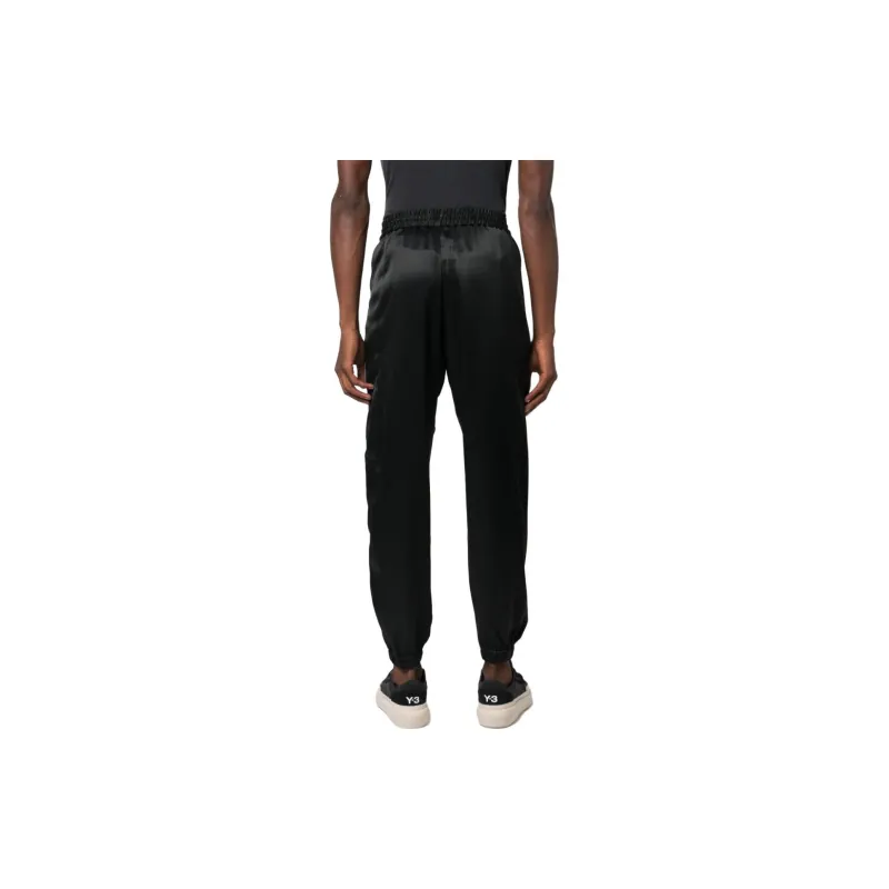 Adidas Women's Y 3 Tech Silk 3 Stripes Cuffed Tracksuit Bottoms Black-4