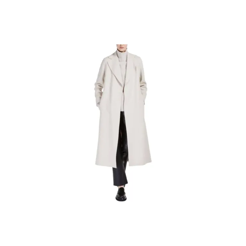 MaxMara Poldo Collection Wool Robe-Style Coat Coats Women's Milk White-1