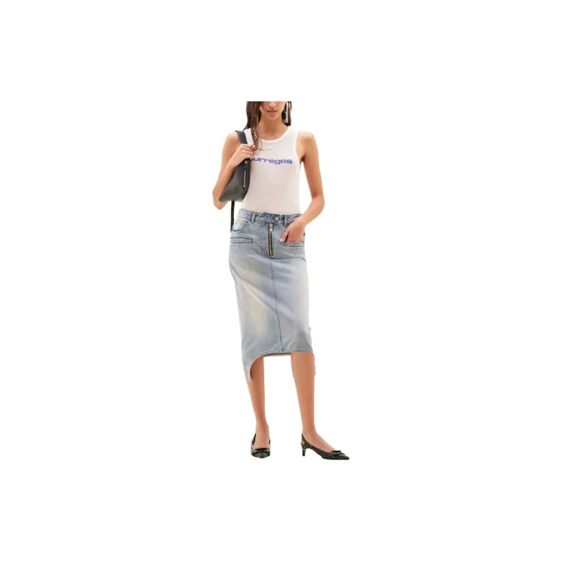 COURREGES Mesh panelled Logo Tank Top-1