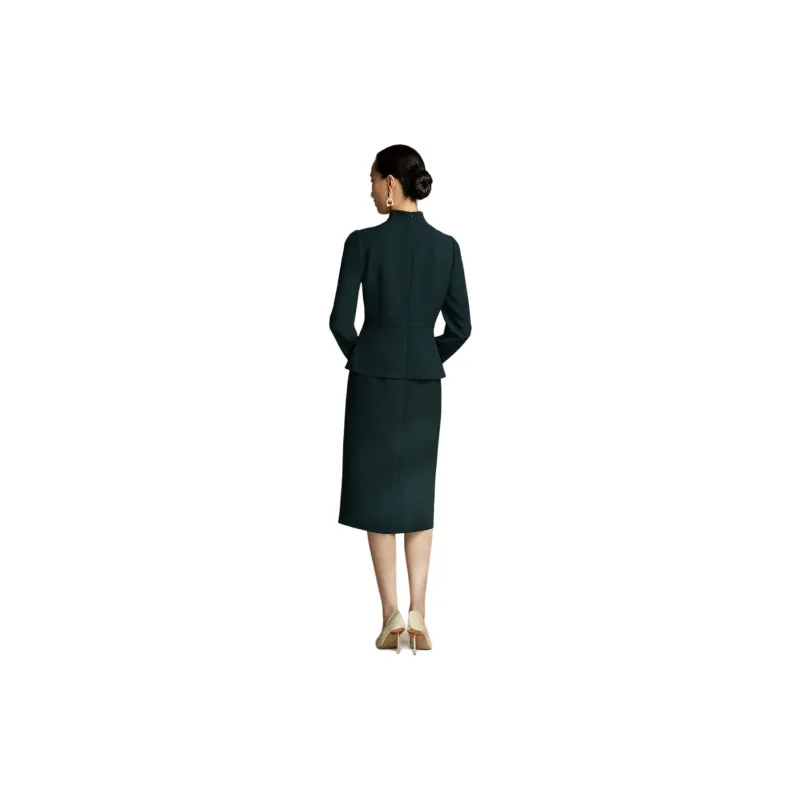 BBLLUUEE Long Sleeved Dress Women's Turquoise-2
