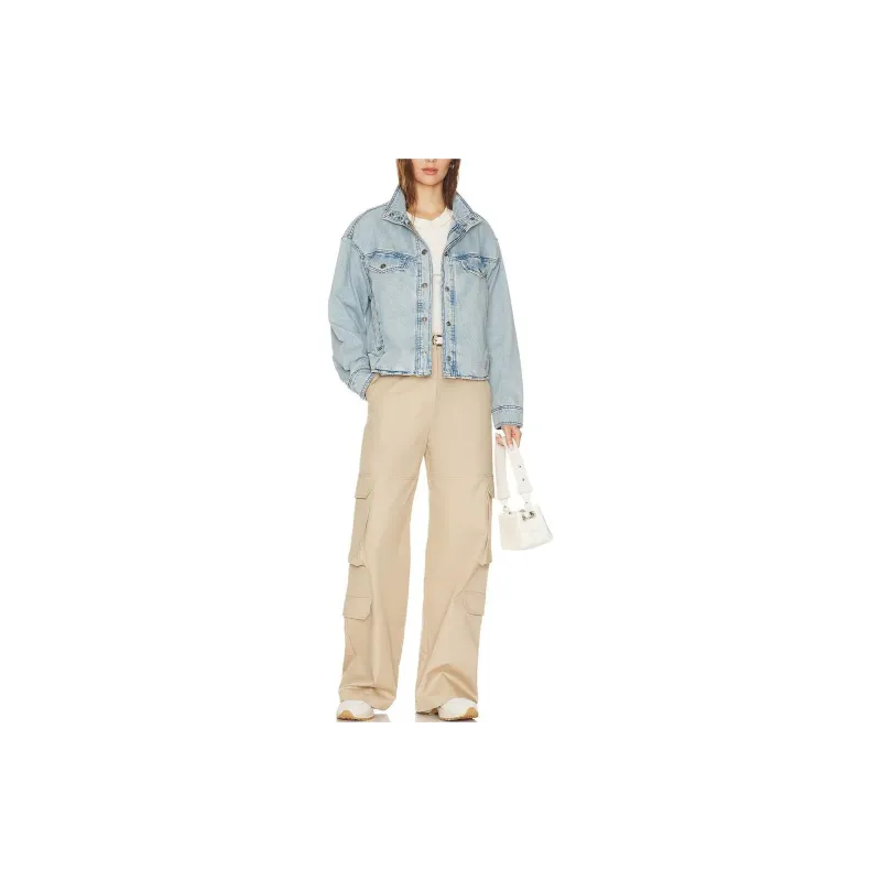 FREE PEOPLE Denim Jacket Women's Washed Blue-3