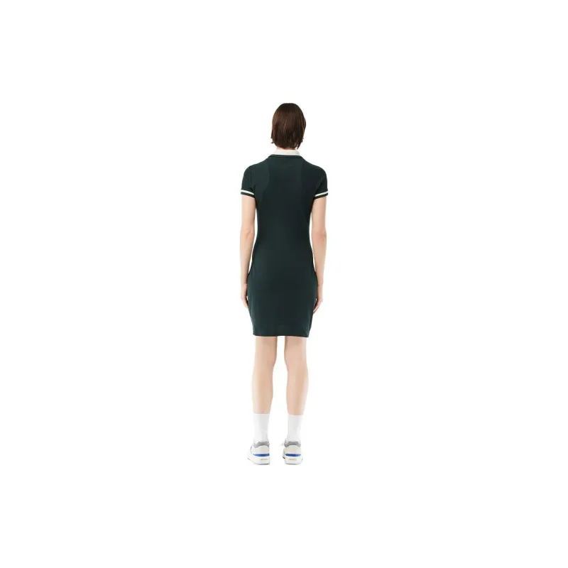 LACOSTE Short Sleeved Dress Women's Dark Green-1