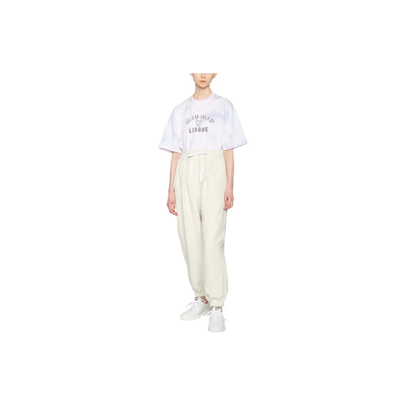 MIU MIU Drop Shoulder Sleeve T Shirt Women's Snow Pink-2