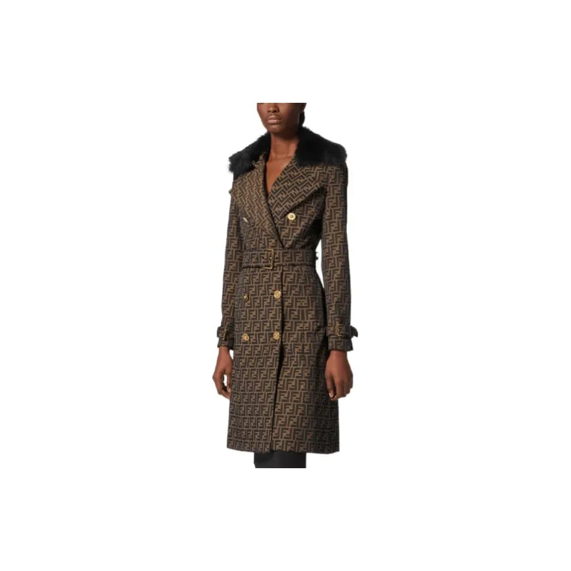 Fendi X VERSACE Trench Coats Women's Brown-1