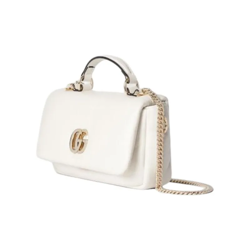 GUCCI Leather Shoulder Bag, Crossbody Bag, Handbag Mini Women's White-1