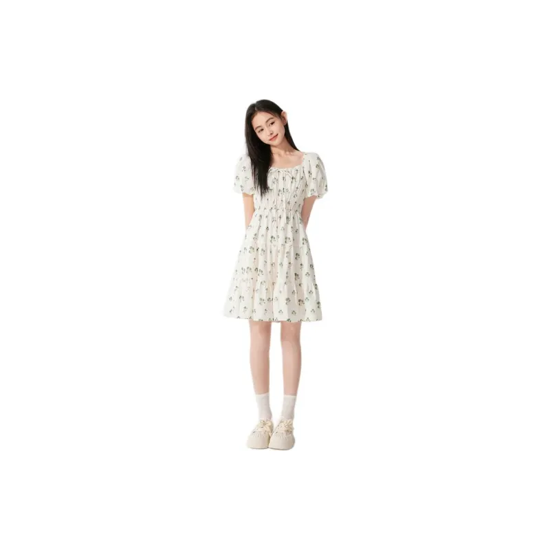 ZIHAN Short Sleeved Dress Women's Pea Green-4