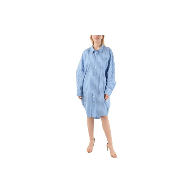 Balenciaga SS21 Long-Sleeved Dress Loose Fit Women's Blue-4