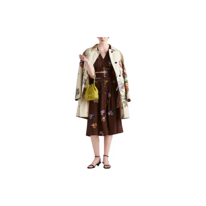 PRADA Floral-Printed Belted Midi Skirt-1