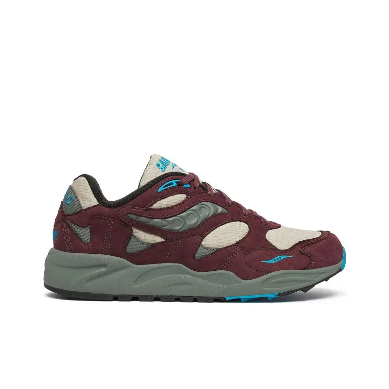 Saucony Grid Shadow 2 Anti Slip Wear Resistant Low Top Running Shoes Unisex Green Beige Gray-1