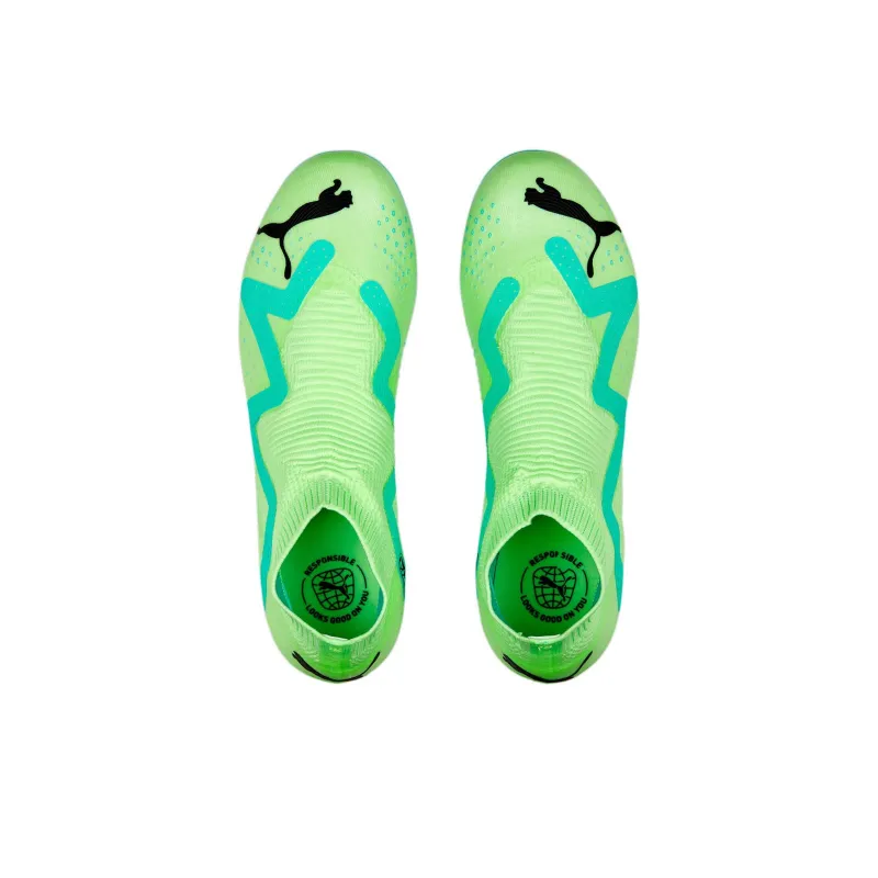 PUMA Future MG Rubber Short Studs Artificial Ground Cushioning Wear Resistant Soccer Shoes Men's Blue Green-4