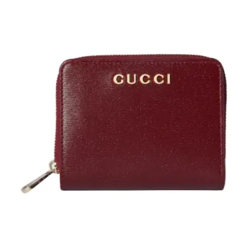 GUCCI Leather Wallet Mini Women's Red