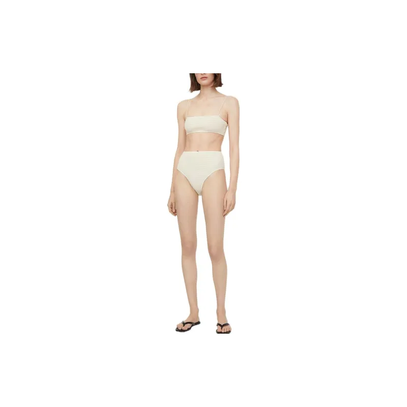 TOTEME Smocked High-waist Bikini Bottoms-1