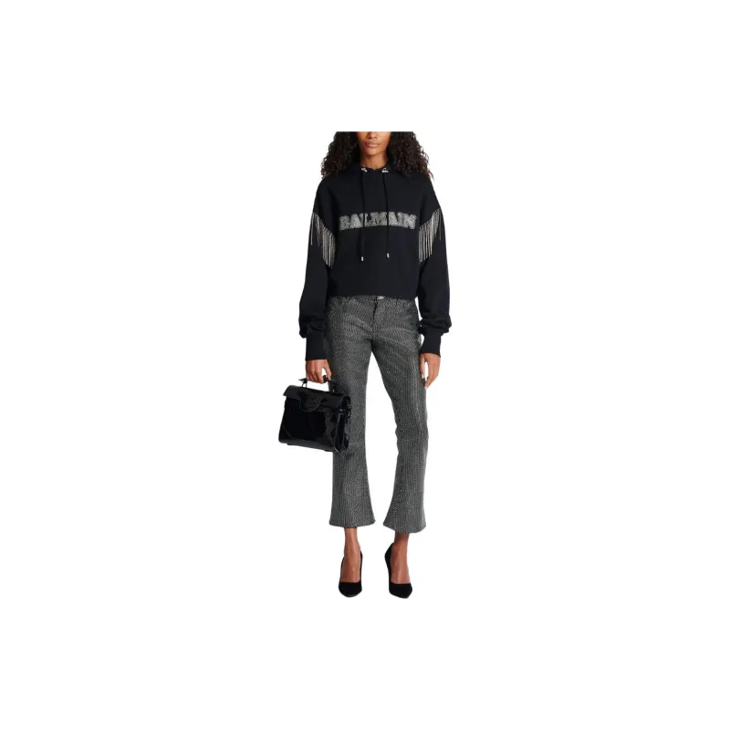 BALMAIN Rhinestone embellished Bootcut Jeans-1