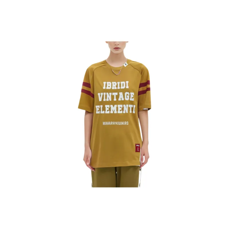 FILA x MIHARA YASUHIRO MIHARA YASUHIRO Collaboration Collection Raglan Sleeve T Shirt Women's Oil Soluble Yellow-2