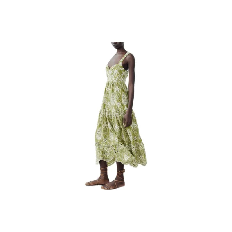 ZARA Slip Dresses Women's Green-4