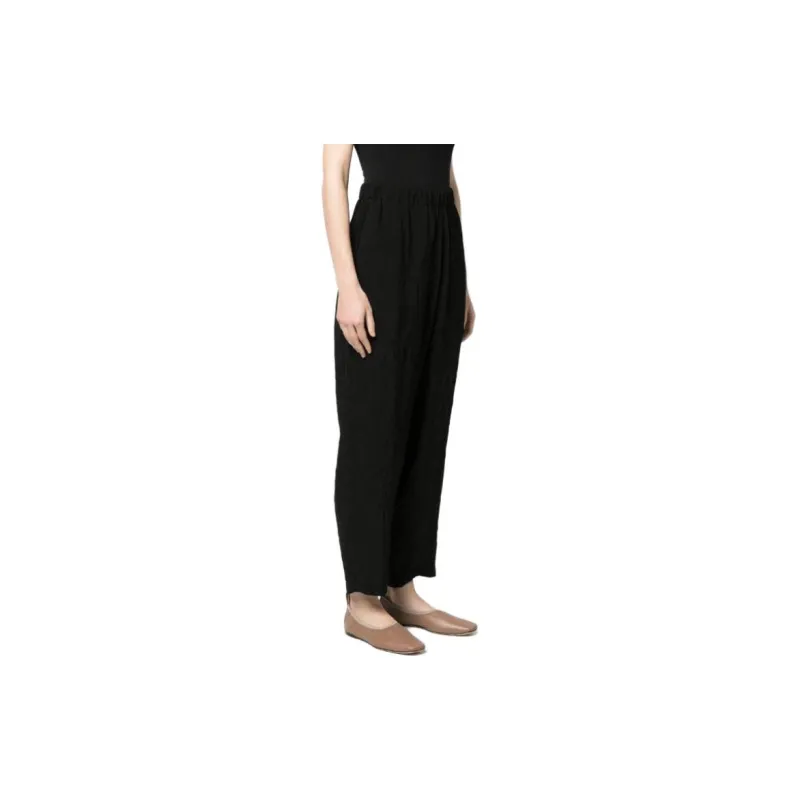 UMA WANG Pleat Detailed Wide Leg Cropped Trousers-1