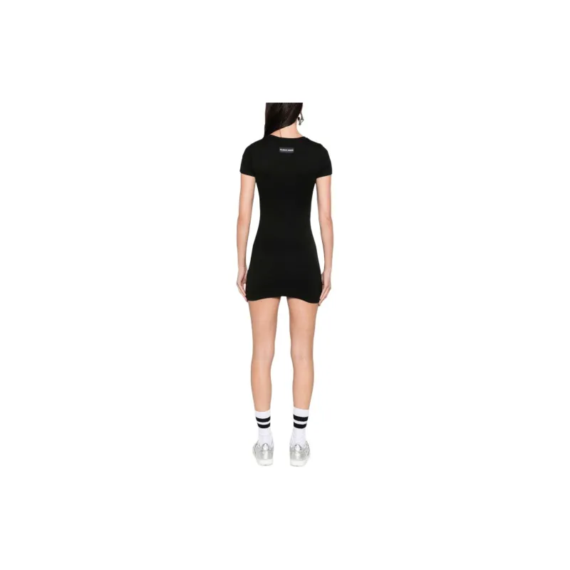 Marine Serre Logo Embroidered Crewneck T Shirt Dress-2