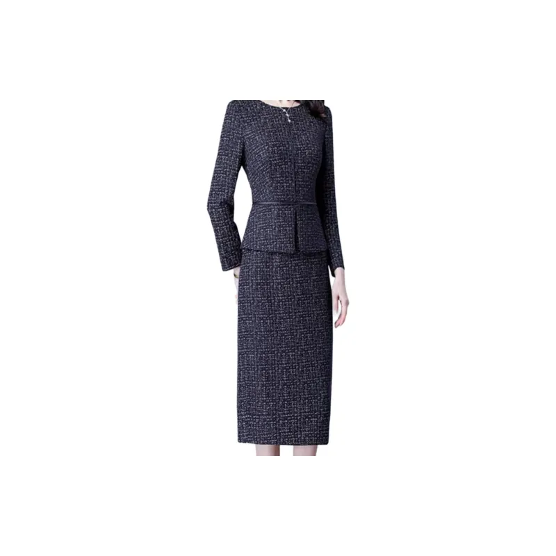 Mapping Long Sleeved Dresses Women's Dark Blue-3
