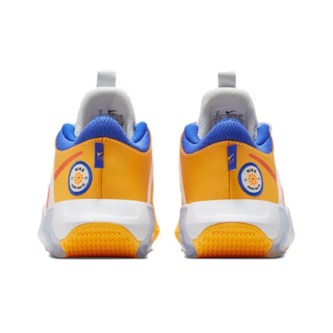 Nike Low Top Children's Basketball Shoes White Orange Blue, Single Layer Unisex-4