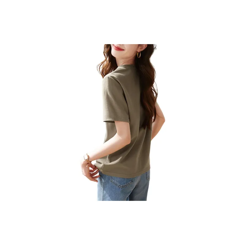 Mo Han Yi Mei Regular T Shirt Women's Gray Green With Gray-1