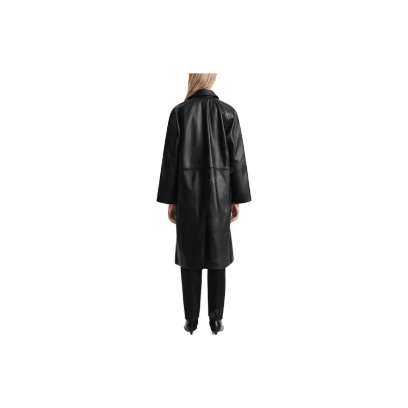TOTEME Raglan sleeves Leather Coat-4