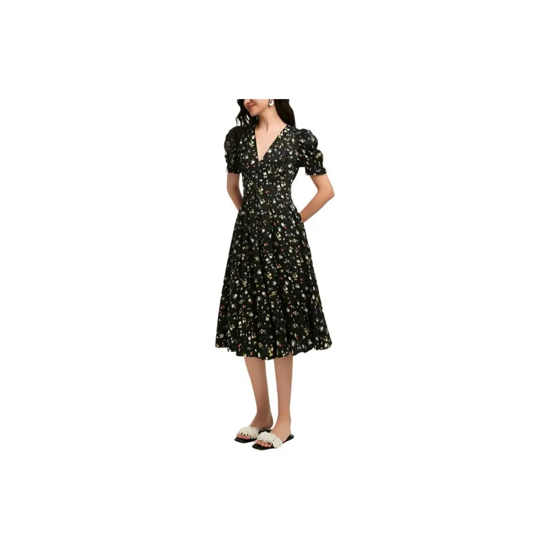 Bebe Short Sleeved Dress Women's Floral Black-4