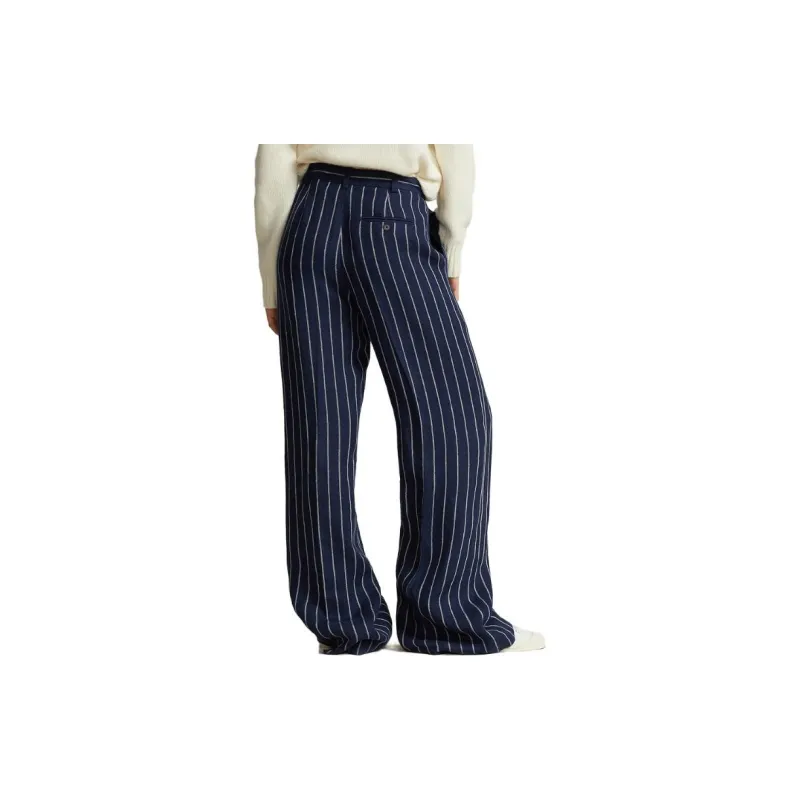 Polo Ralph Lauren Pinstriped Wide leg Linen Trousers-3