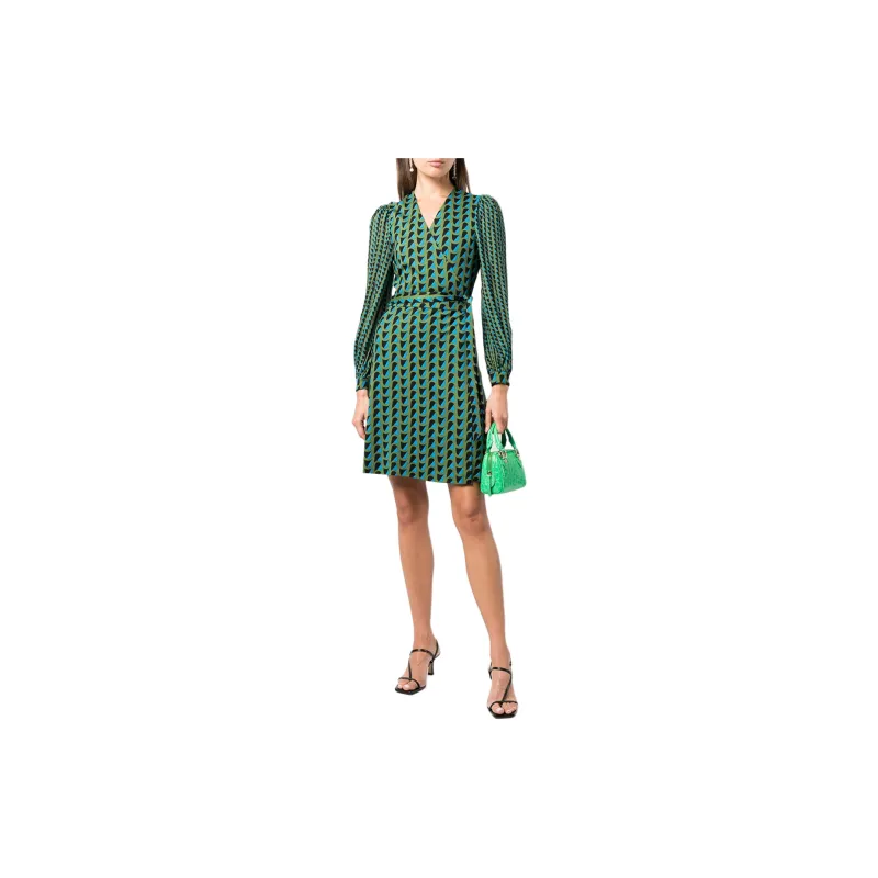 DVF Diane Von Furstenberg Gala Abstract print Wrap Dress-2