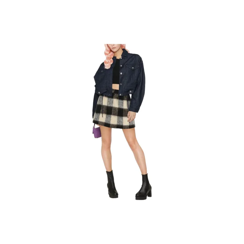 MICHAEL KORS Cropped Coats Women's Dark Blue-2