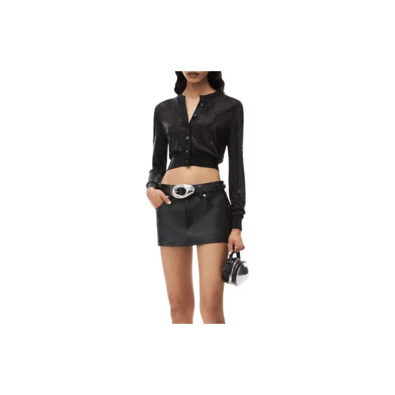 alexander wang Glossy Effect Cropped Cardigan-1