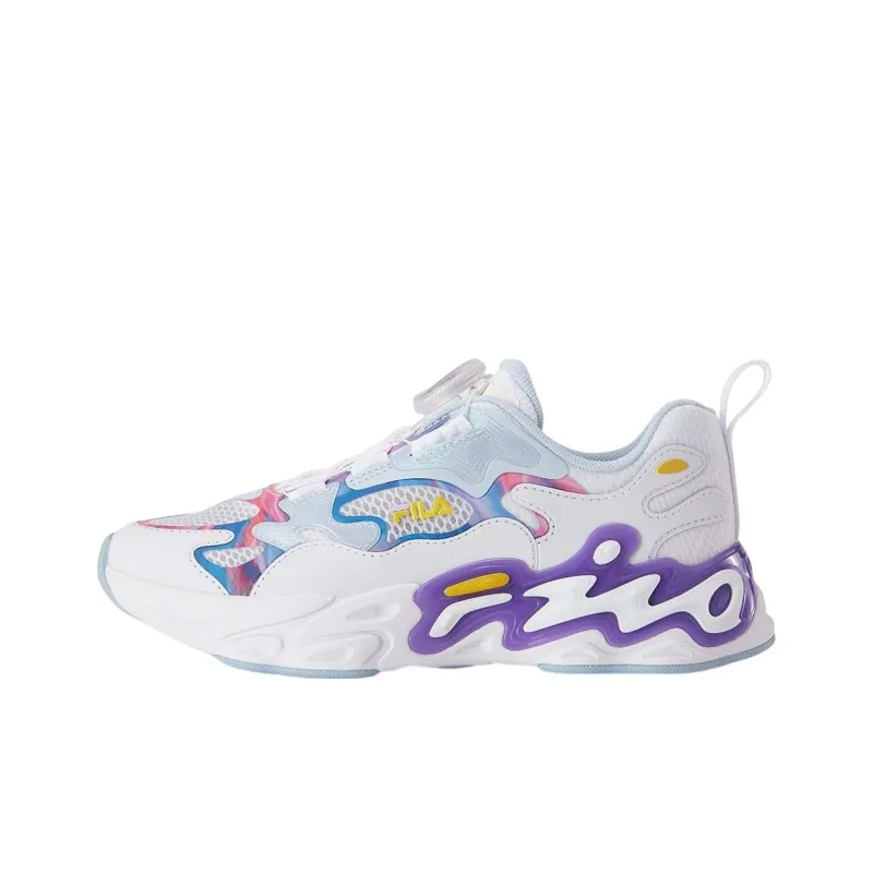 FILA KIDS BOA Slip Resistant Anti Kick Low Top Kids' Running Shoes White Blue Pink Purple Teenagers-0