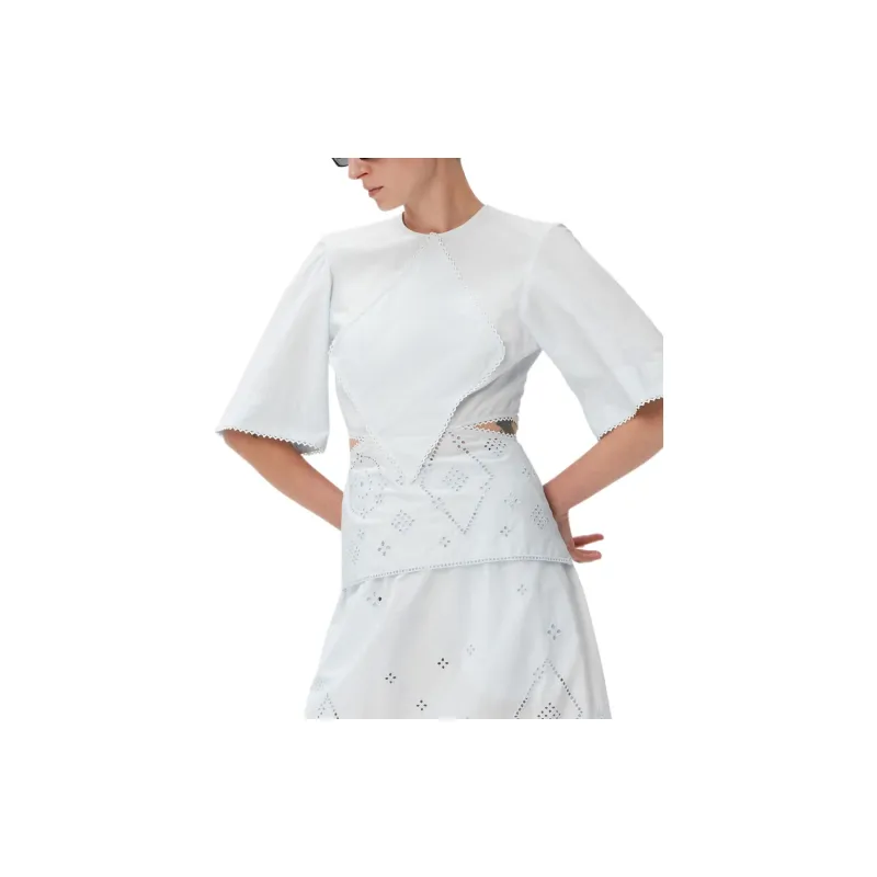 GANNI Broderie Anglaise Crewneck Top-2