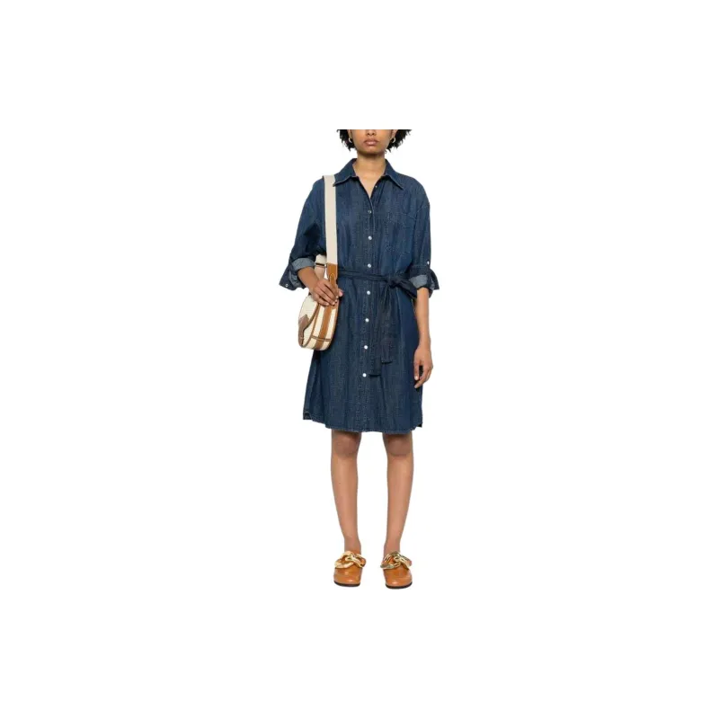 Lorena Antoniazzi Long-Sleeved Belted Denim Midi Dress-1