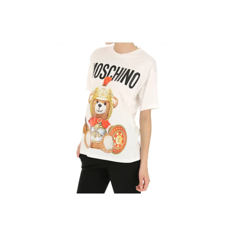MOSCHINO SS21 Drop Shoulder Sleeve T Shirt Women's Ecru-3