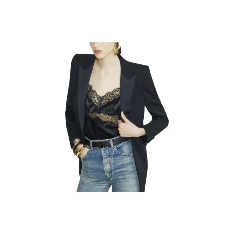 SAINT LAURENT Tuxedo Single Breasted Jacket-2