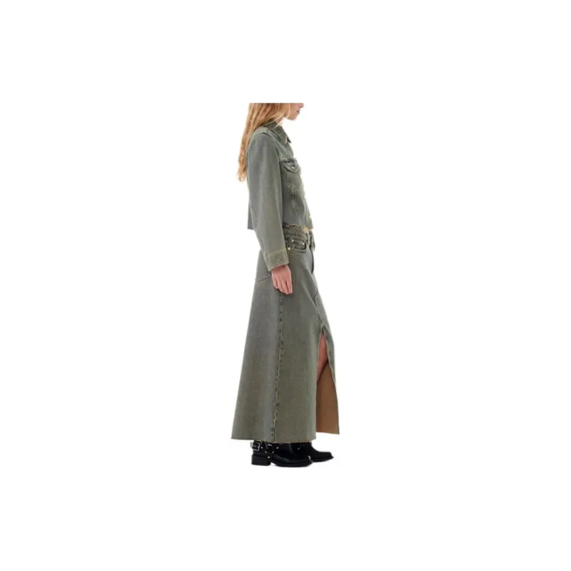 GANNI Overdyed Heavy Denim Maxi Skirt-2