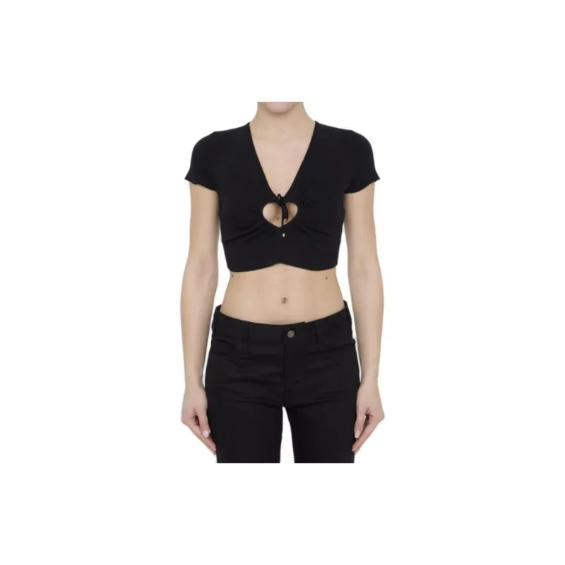 CELINE Heart Crop Top In Underpinning Silk And Cotton-2