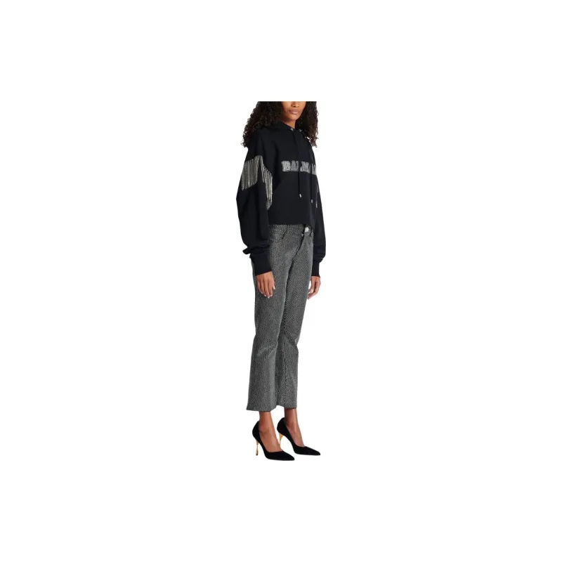 BALMAIN Rhinestone embellished Bootcut Jeans-4