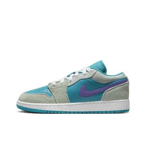 Jordan Air Jordan 1 Low SE Cushioning Anti Slip And Wear Resistant Low Top Children's Basketball Shoes Gray Teenagers