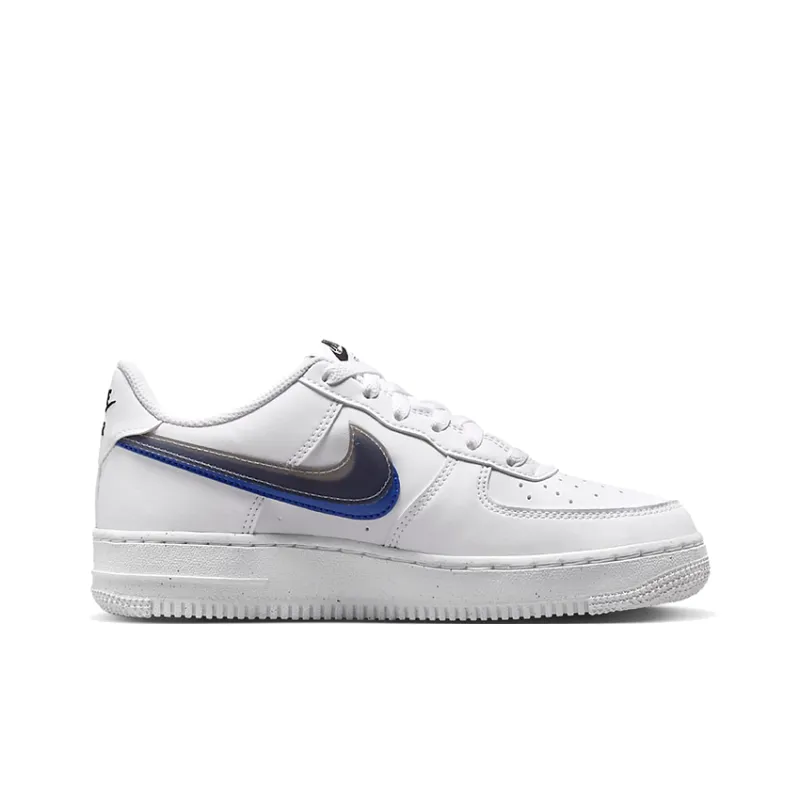 Nike Air Force 1 Low Impact Next Nature Double Swoosh White Black Blue GS-1