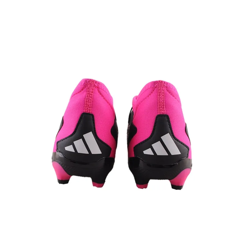 Adidas PREDATOR ACCURACY.3 Accuracy.3 MG J Round Tip Strap Low Top Soccer Shoes Black White Pink Kids'-3