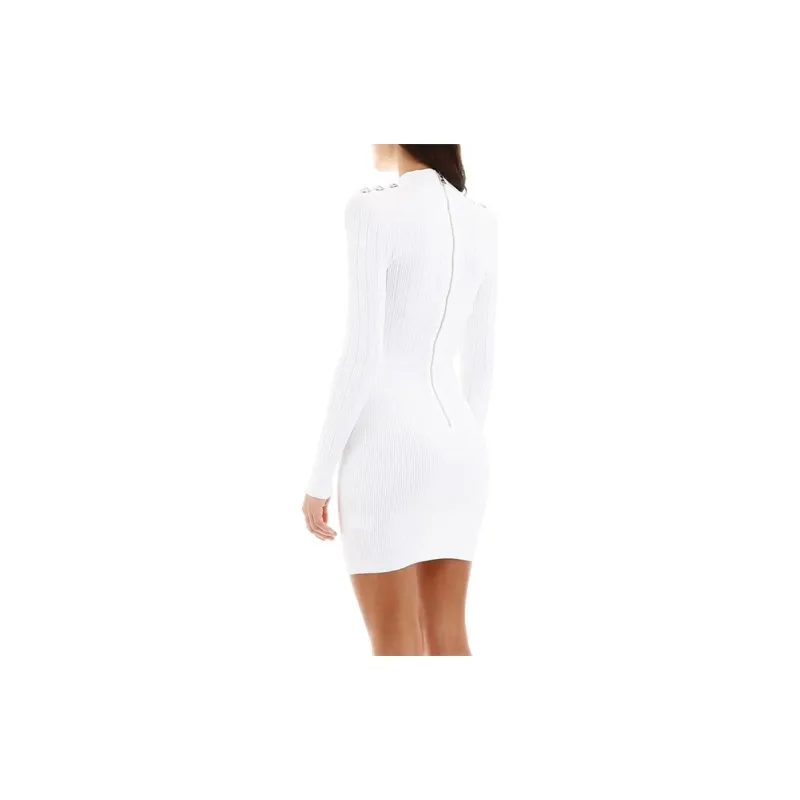 BALMAIN Long-Sleeved Dresses Women's White-3