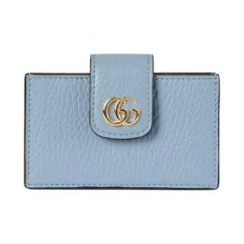 GUCCI GG Marmont Leather Card Holder Women's Light Blue
