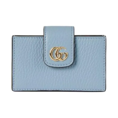 GUCCI GG Marmont Leather Card Holder Women's Light Blue