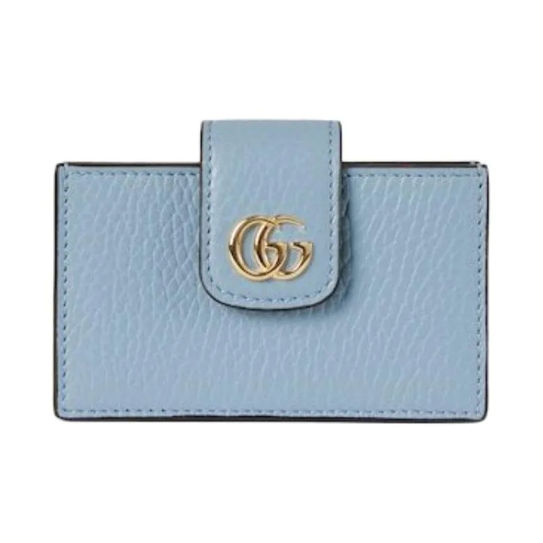 GUCCI GG Marmont Leather Card Holder Women's Light Blue-0
