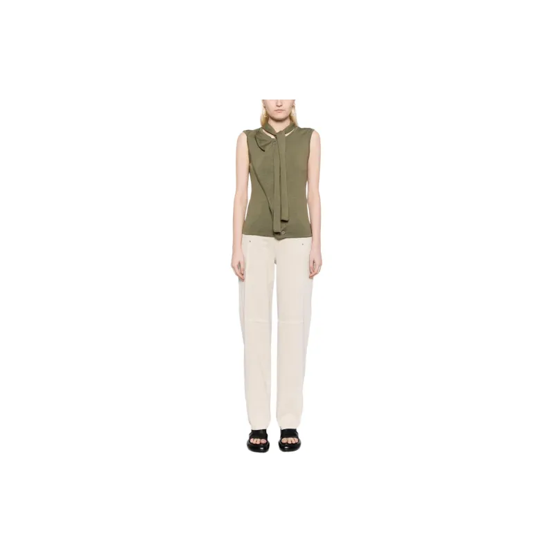 Lemaire Asymmetrical Sleeveless Cardigan 'Light Olive'-1